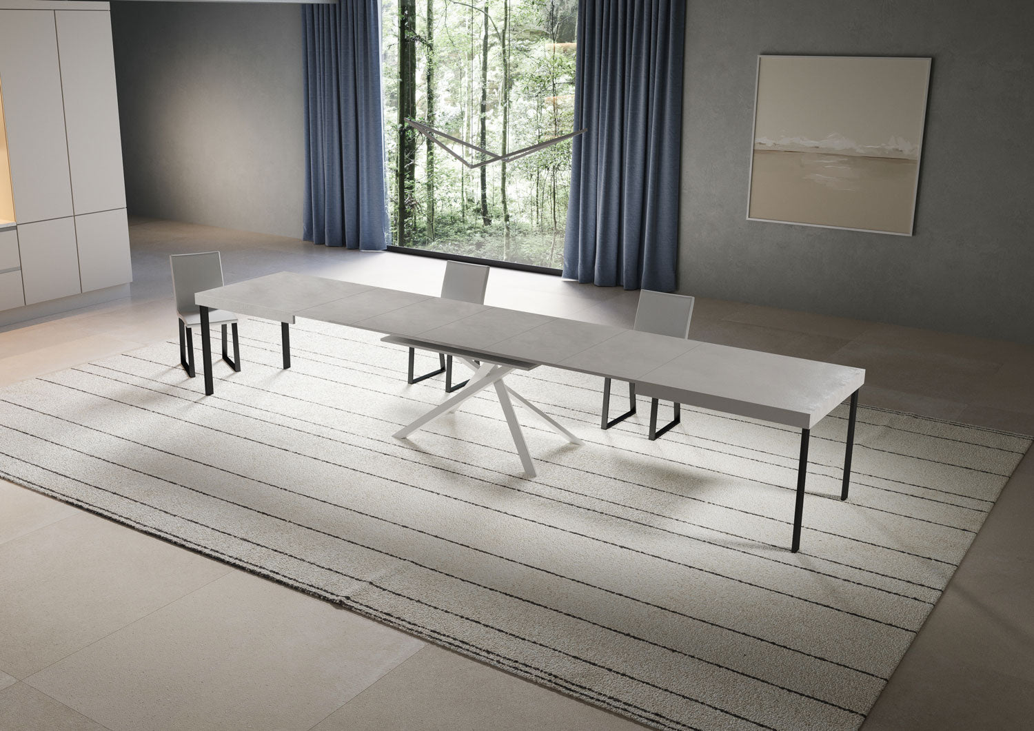 Tavolo Allungabile 200/460x90 cm Niket Cashmere Gambe Bianche