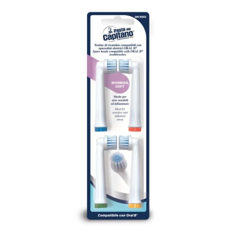 Set 4 Testine di Ricambio Pasta del Capitano Compatibile Oral B Morbido