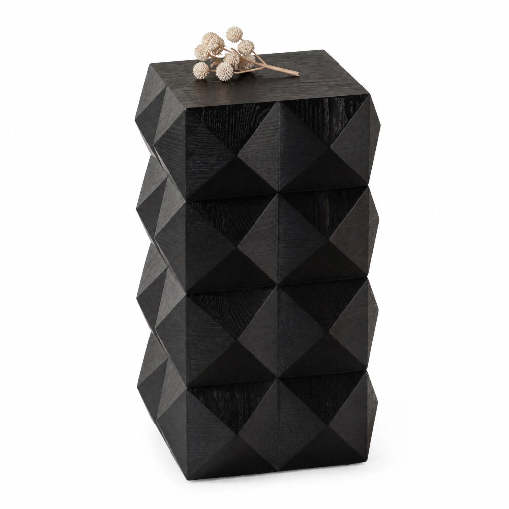 TAVOLINO Vintage 68,5x44x43,5 cm Legno Massello e MDF Nero, Pronto all'uso