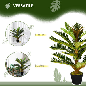 Pianta Artificiale di Palma con 18 Foglie Altezza 85 cm Vaso Incluso Verde