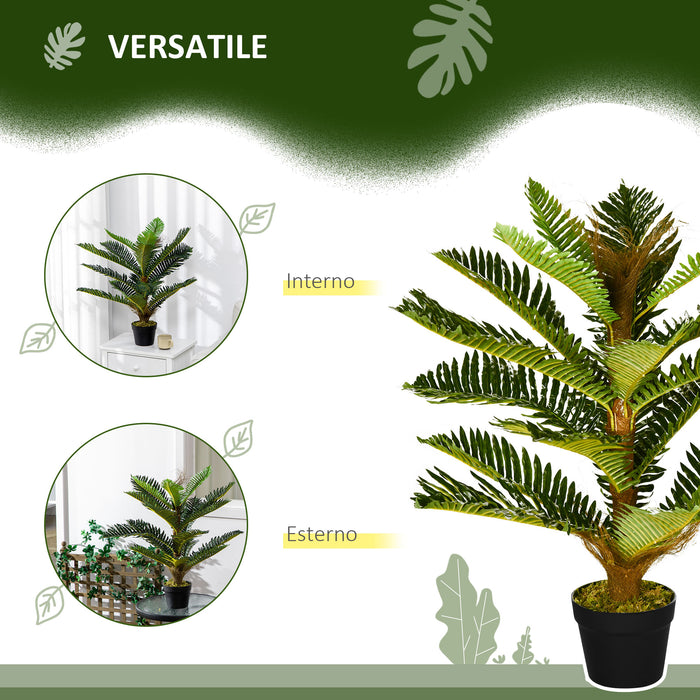 Pianta Artificiale di Palma con 18 Foglie Altezza 85 cm Vaso Incluso Verde