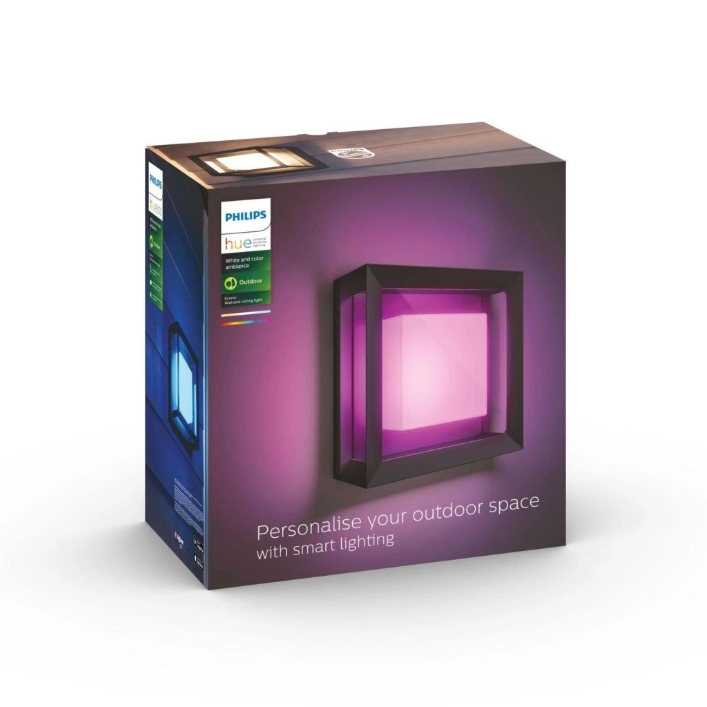 Philips 17438-30-P7 Econic Lampada da parete da esterni intelligente LED dimmerabile cambia colore IP44 1150 lm 24 V colore Nero
