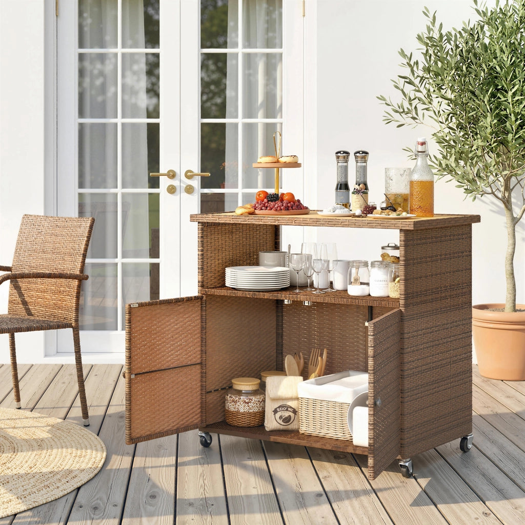 Carrello da cucina Rattan ¨C zephmum ¨C Legno di Eucalipto FSC 95x54x84 cm