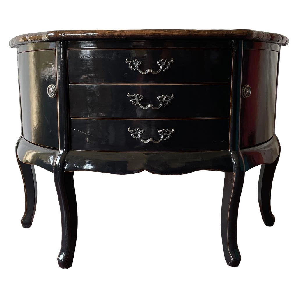 Credenza in legno dipinto a mano nero 115x45x83h cm