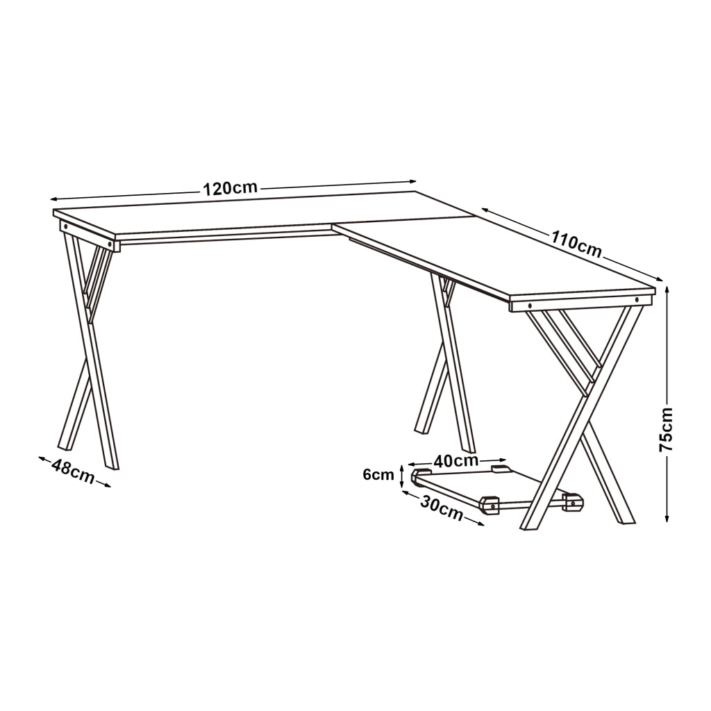 Scrivania Angolare Tarielarg con Supporto per Computer 158x120x75 cm Effetto Rovere [en.casa]
