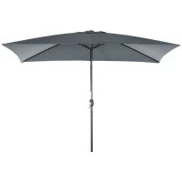 Ombrellone Rettangolare 2x3 m Pieghevole e Regolabile con Manovella, in Alluminio e Poliestere, Grigio Scuro