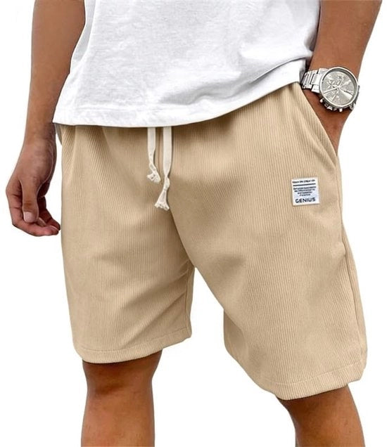 Shorts Casual Corduroy con Tasche per Uomo - Stretto - Fit Largo - Corti Pantaloni di Corduroy per Estate