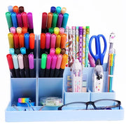 Organizzatore per scrivania, 5-pack Organizzatore per scrivania con caricabatterie, Organizzatore multifunzione per ufficio, Organizzatore per materiali artistici per pennarelli, ufficio, casa, scuola (Blu)