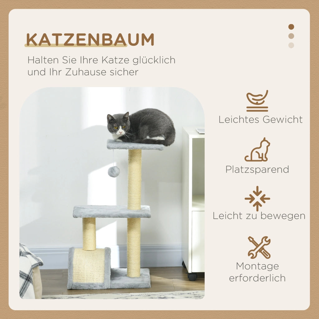 Albero tiragraffi per gatti con piattaforma e palle ¨C Zephmum ¨C Grigio chiaro 72 cm
