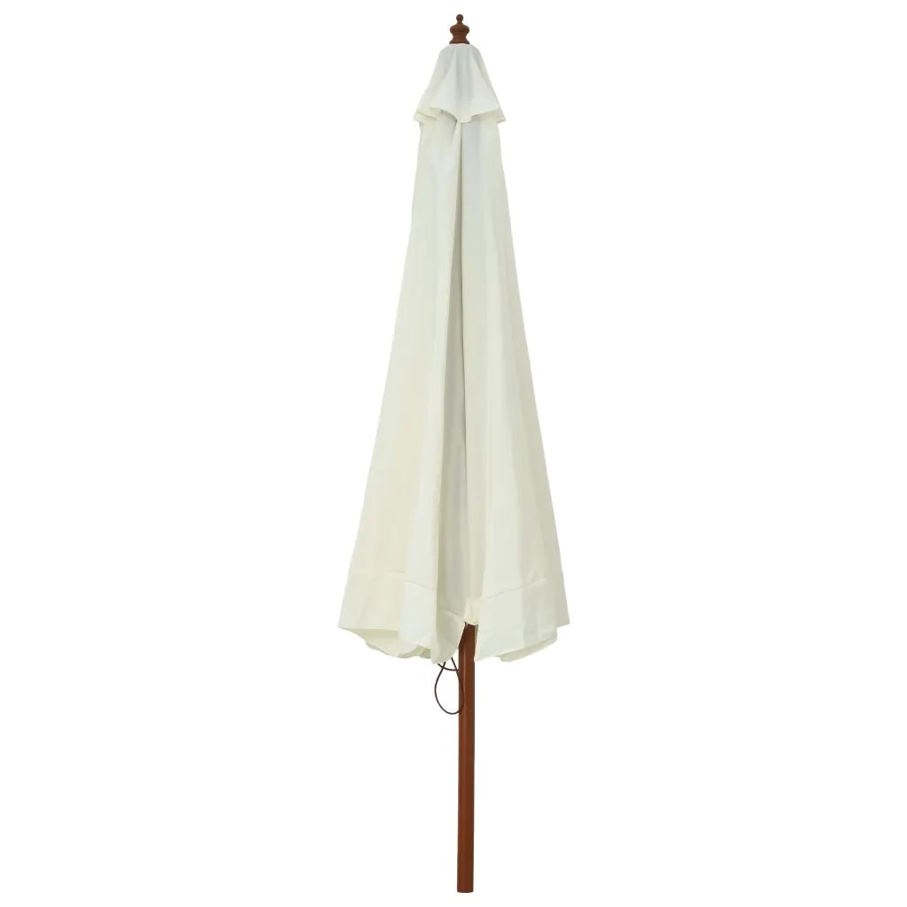 Ombrellone da Esterno-Ombrello da giardino con Palo in Legno 330 cm Bianco Sabbia