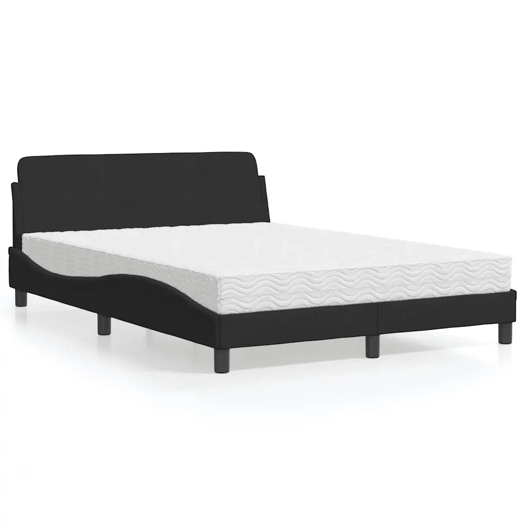 Letto con Materasso Dover Nero 140x200 cm in Velluto 3208413