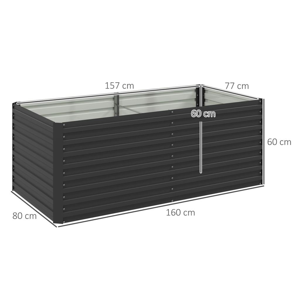 Fioriera Rialzata Rettangolare per Esterno ¨C zephmum ¨C Grigio 160x80x60 cm