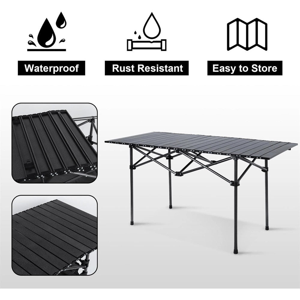 Trade Shop - Tavolo Pieghevole Da Campeggio Esterno Portatile Giardino Balcone Pic Nic Nero 632837 -
