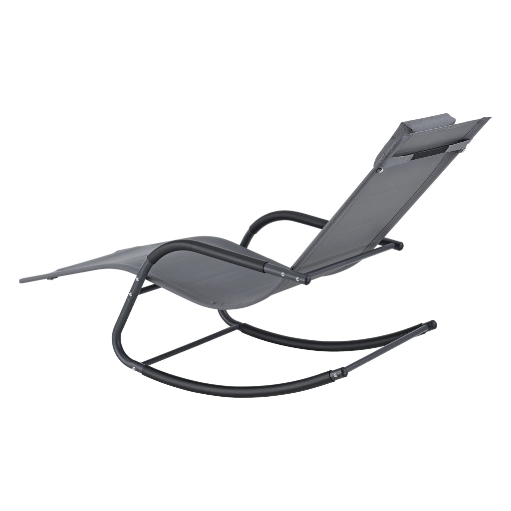 Set Caracena di 2 Sedie Sdraio a Dondolo da Giardino 147 x 63 x 89 cm -  Grigio Scuro [en.casa]