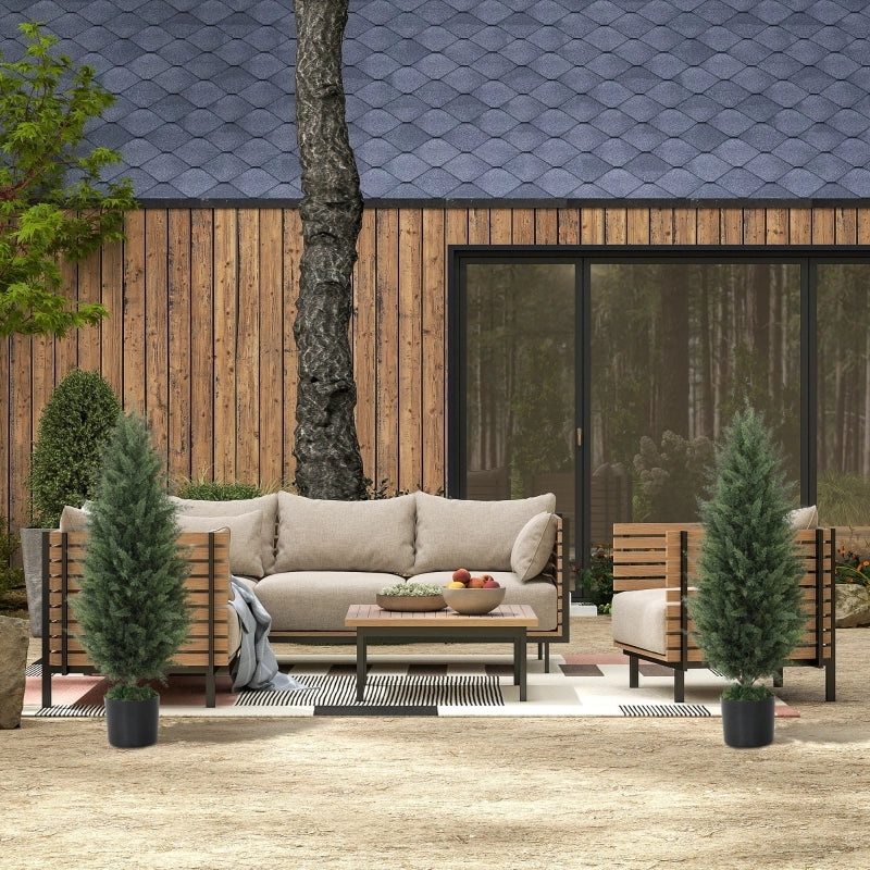 Set di 2 cipressi artificiali, grandi 90 cm, pianta artificiale, piante artificiali in vaso, albero artificiale resistente ai raggi UV, decorazione