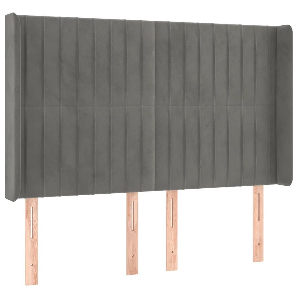 Testiera a LED Grigio Chiaro 147x16x118/128 cm in Velluto 3124334