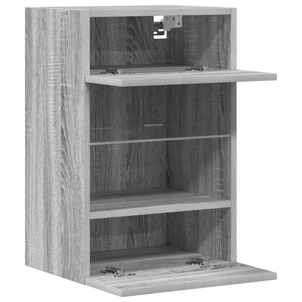 Mobili da parete con luci LED per TV 2pz-Credenza per TV Grigio Sonoma 40x30x60,5 cm
