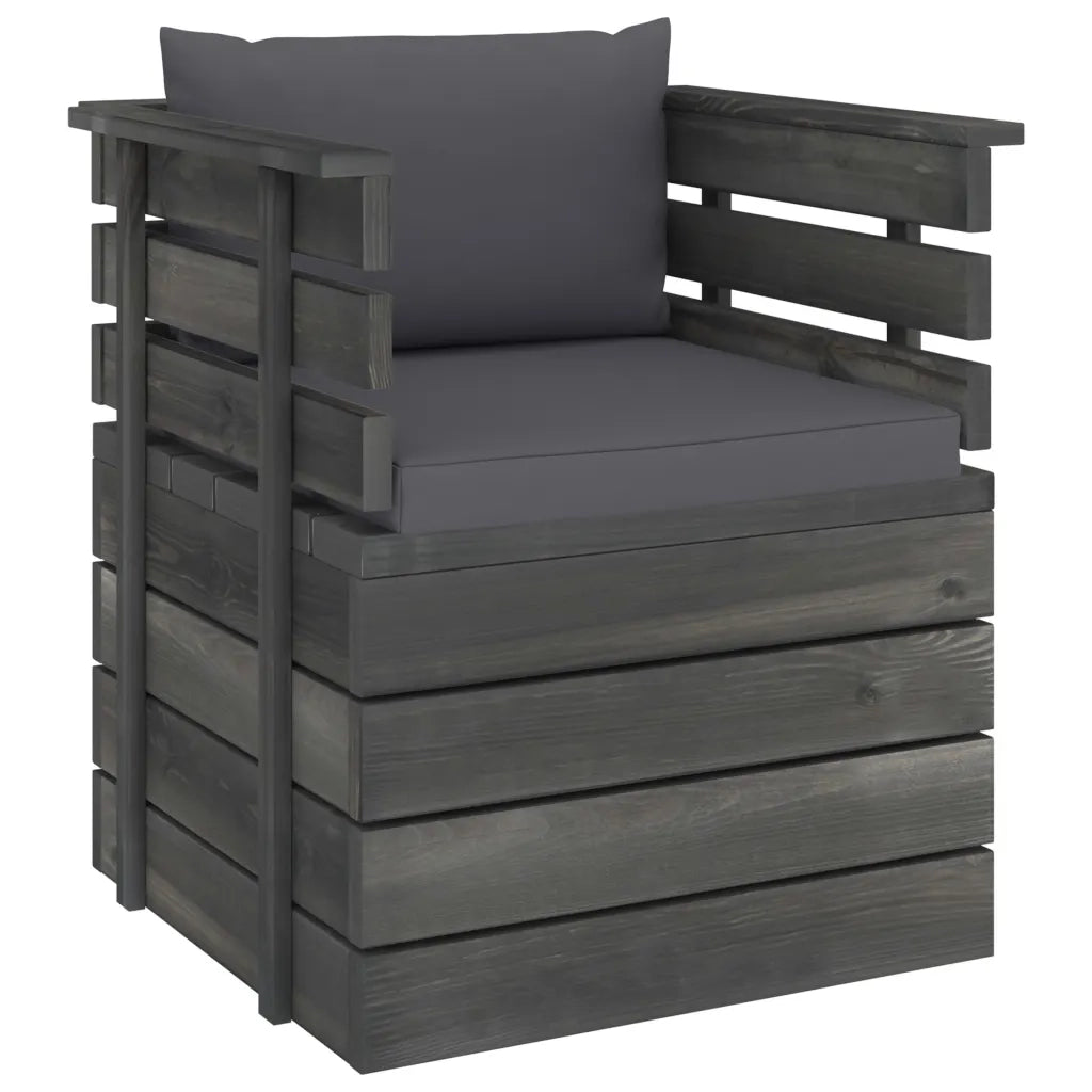 Poltrona da Giardino con Cuscini in Legno di Pino cod mxl 72351
