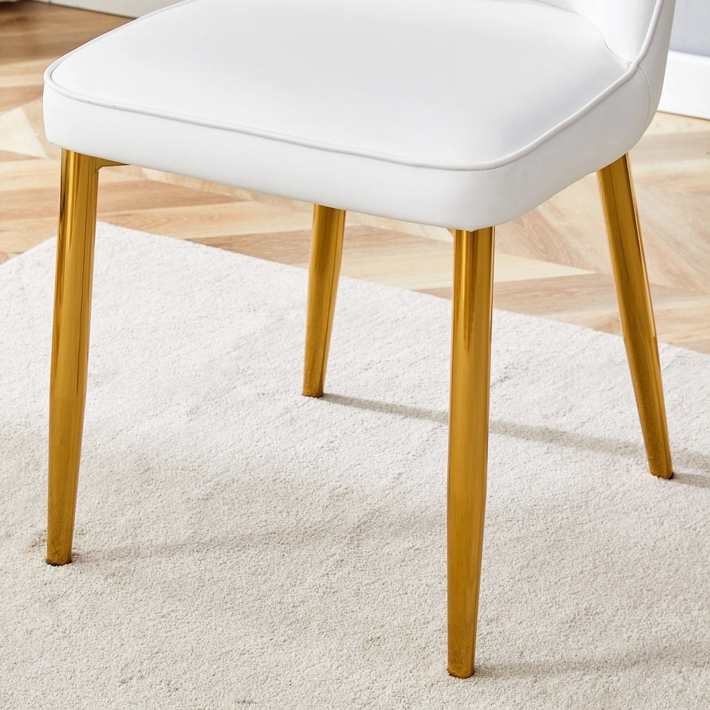 Sedia da pranzo 1 Pezzo con Schienale Ergonomico e Gambe in Metallo, Metallo e Similpelle PU Bianco