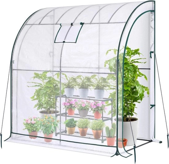 Serra Portatile con 3 Scomparti: Serra a Parete 200,8 x 99 x 211,2 cm - Finestrature a Maglia, 2 Porte a Tendina con Zip