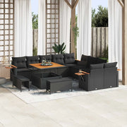 Set Divano da Giardino con cuscino 13 pcs Nero 3363224