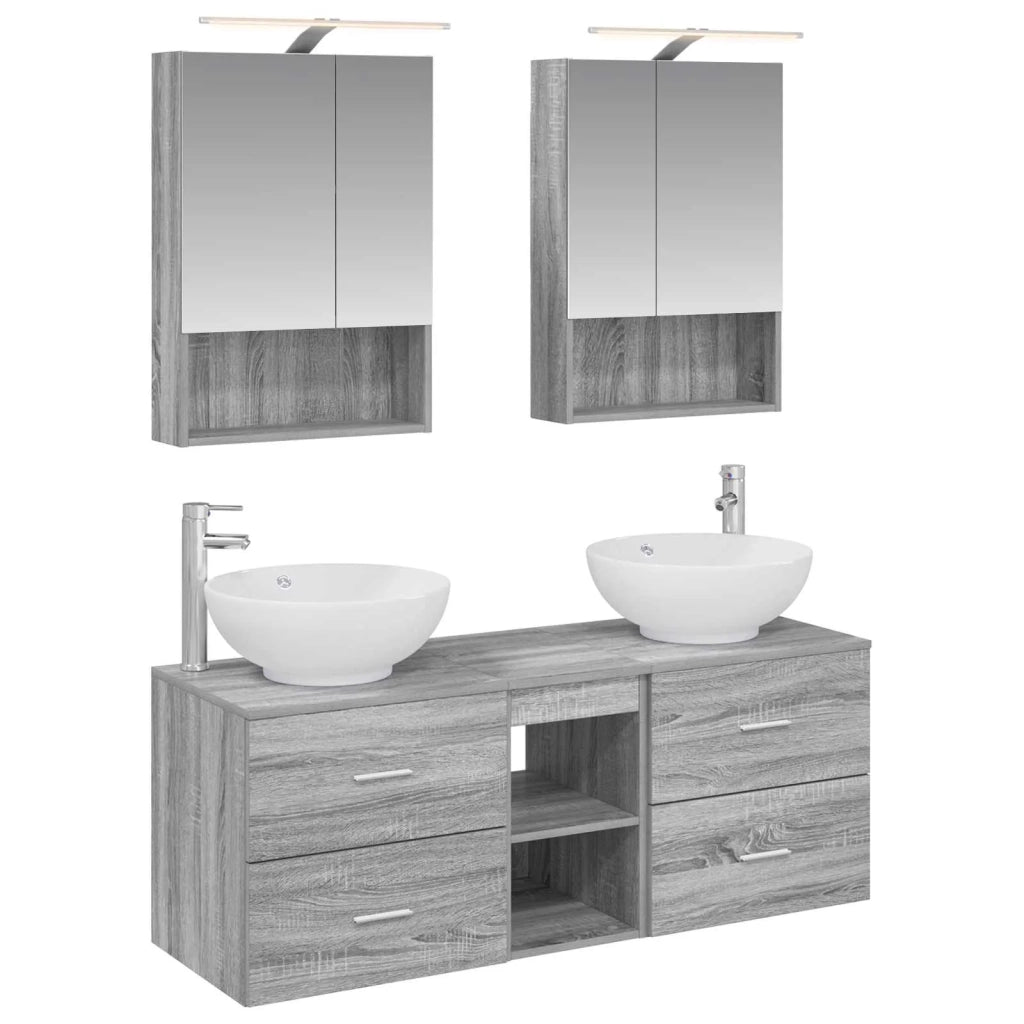 Set di mobili per il bagno 5 pcs Sonoma grigio 3406964