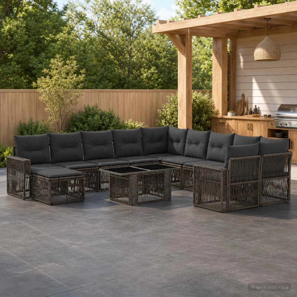 Set Divano da Giardino 12 pz Grigio e Grigio Scuro polyrattan 3436886