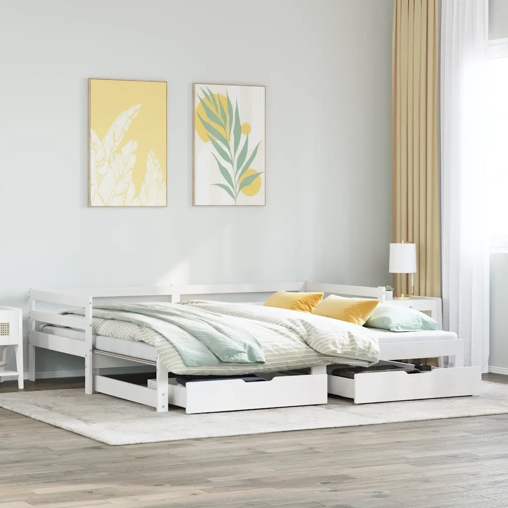 vidaXL Dormeuse con Cassetti Bianco 90x200 cm Legno Massello di Pino
