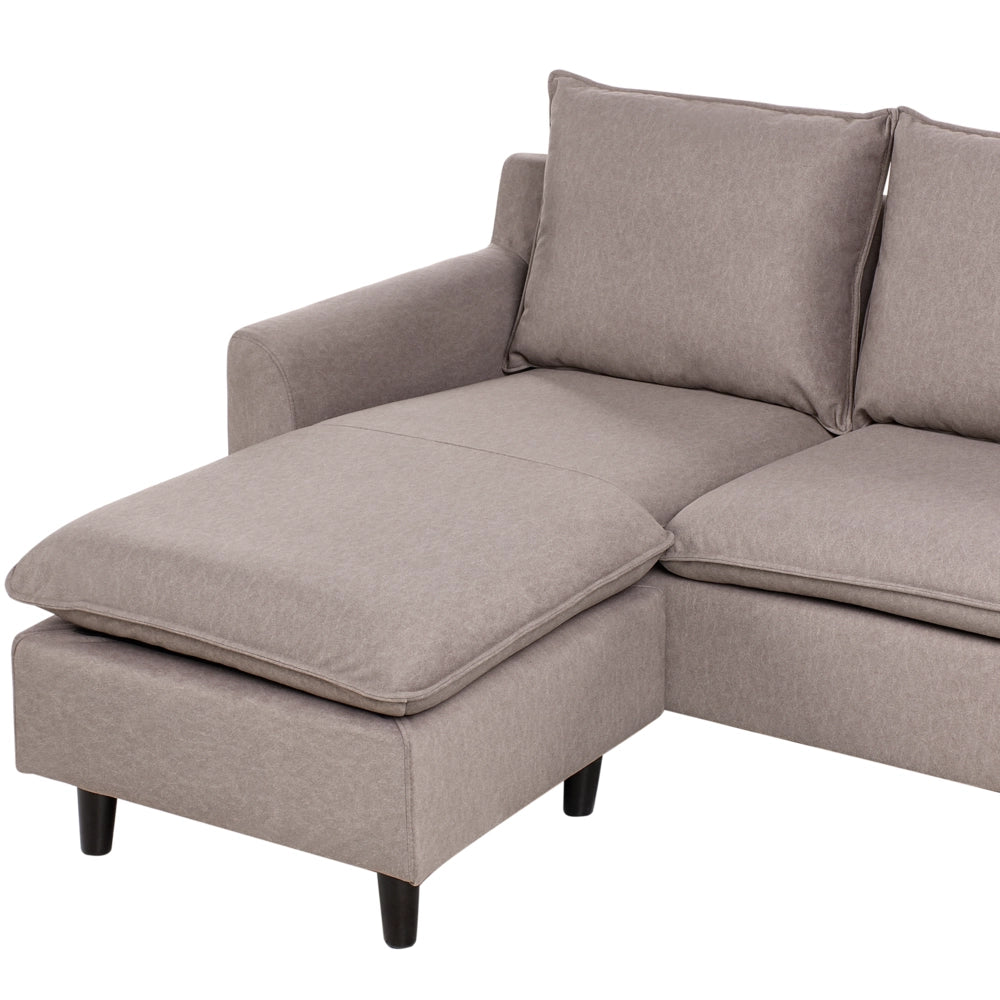 Divano componibile angolare in tessuto tortora lato destro Cuscino schienale stile moderno