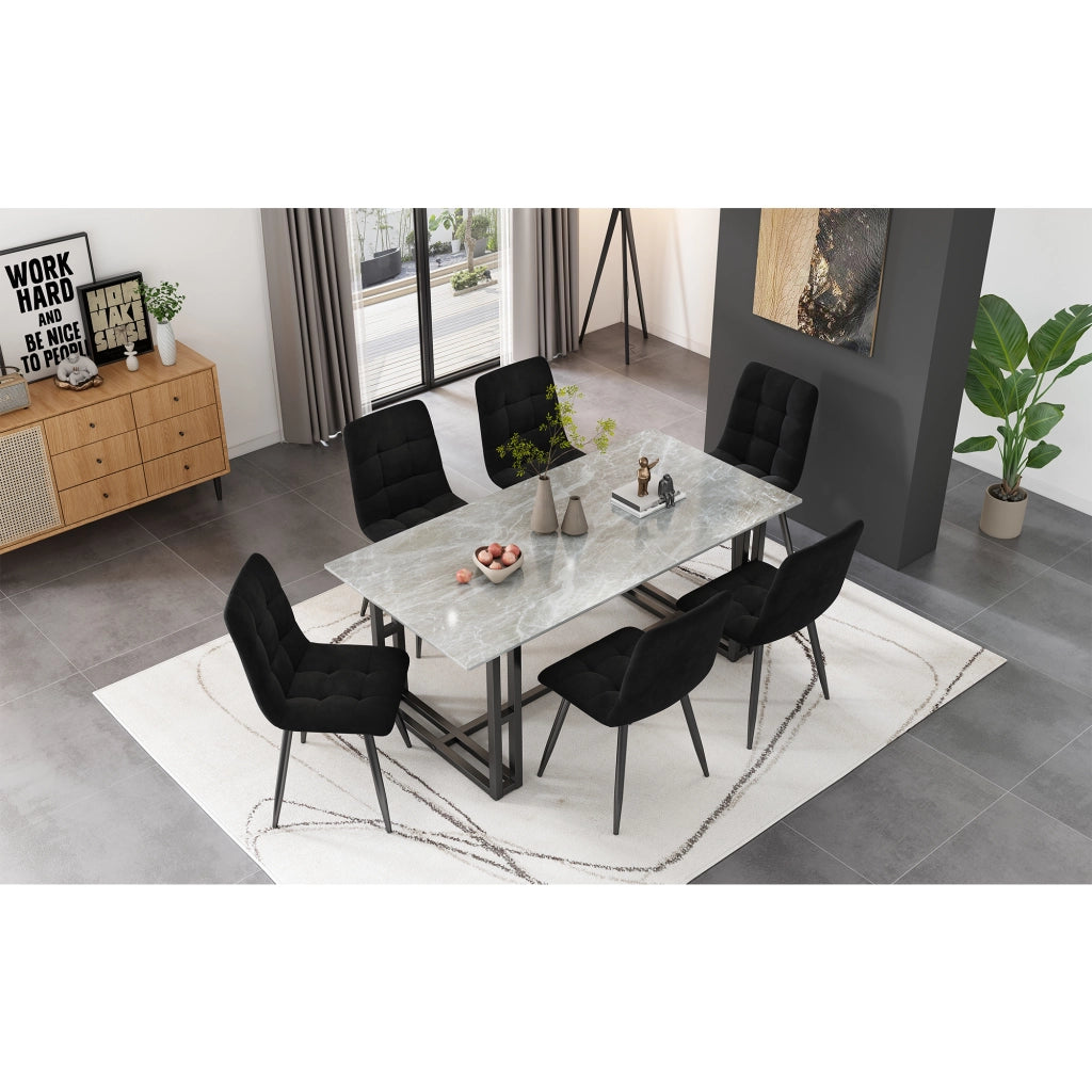 SEDIA DA PRANZO Set da 4 pezzi 44x41x86 cm Velluto Nero
