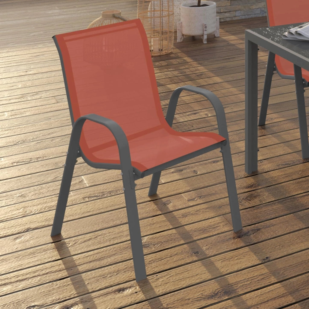 Set di 4 sedie da giardino LYMA in metallo e tessuto impilabile terracotta