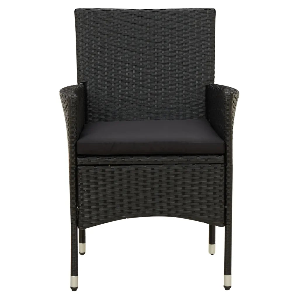 Set da Pranzo da Giardino 7 pz con Cuscini in Polyrattan Nero 3094861