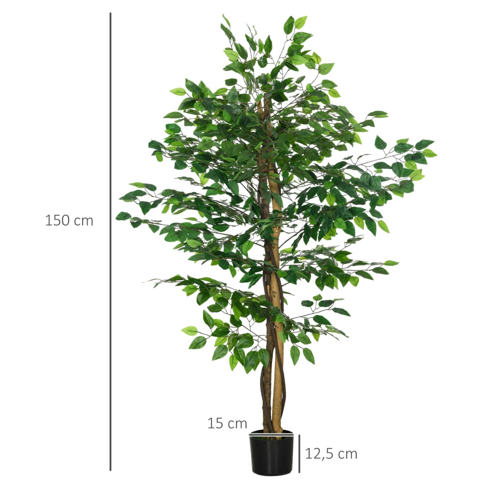 Pianta Finta Ficus 150 cm con Vaso ¨C Zephmum ¨C Verde Realistico Tronco Liane