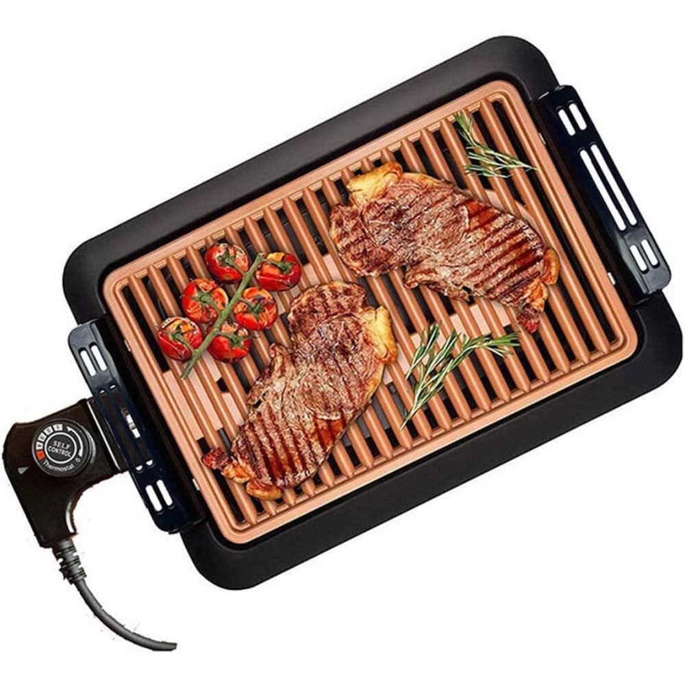 Trade Shop - Griglia Elettrica Antifumo 1000w Q-hb67 Grill Senza Fumi Piastra Antiaderente -