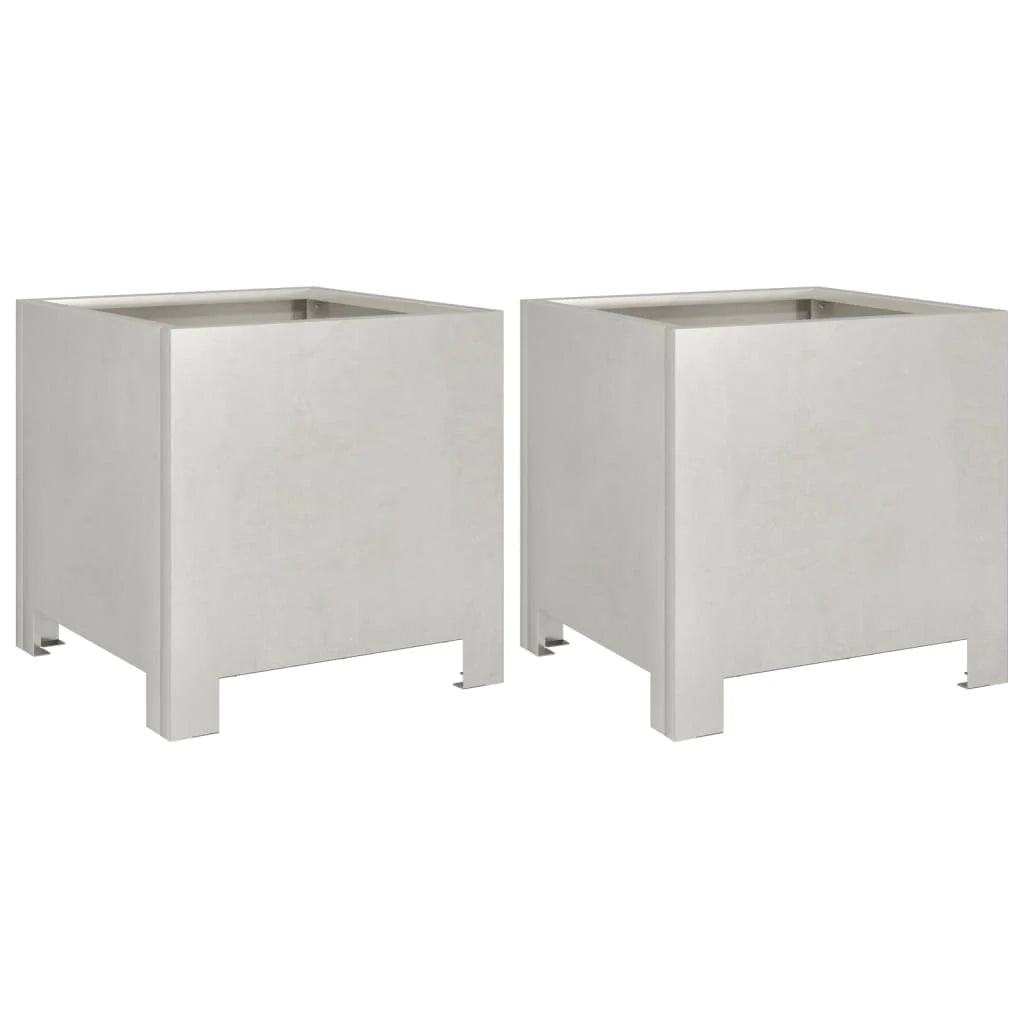 Fioriera rialzata per piante fiori giardino terrazze set da 2 30 x 30 x 30 cm acciaio inox argento 02_0038922