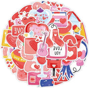 Sticker rossi cuore - Set di 50 pezzi - Sticker d'amore per scrapbooking e altro - Sticker per bottiglie d'acqua e laptop - Sticker vinili per oggetti Preppy .