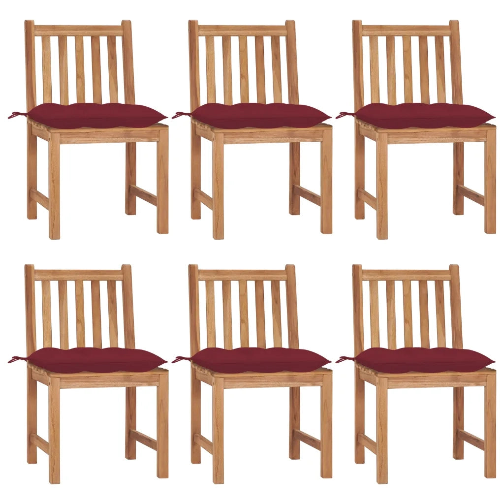 Sedie da Giardino 6 pz con Cuscini in Legno Massello di Teak cod mxl 8390