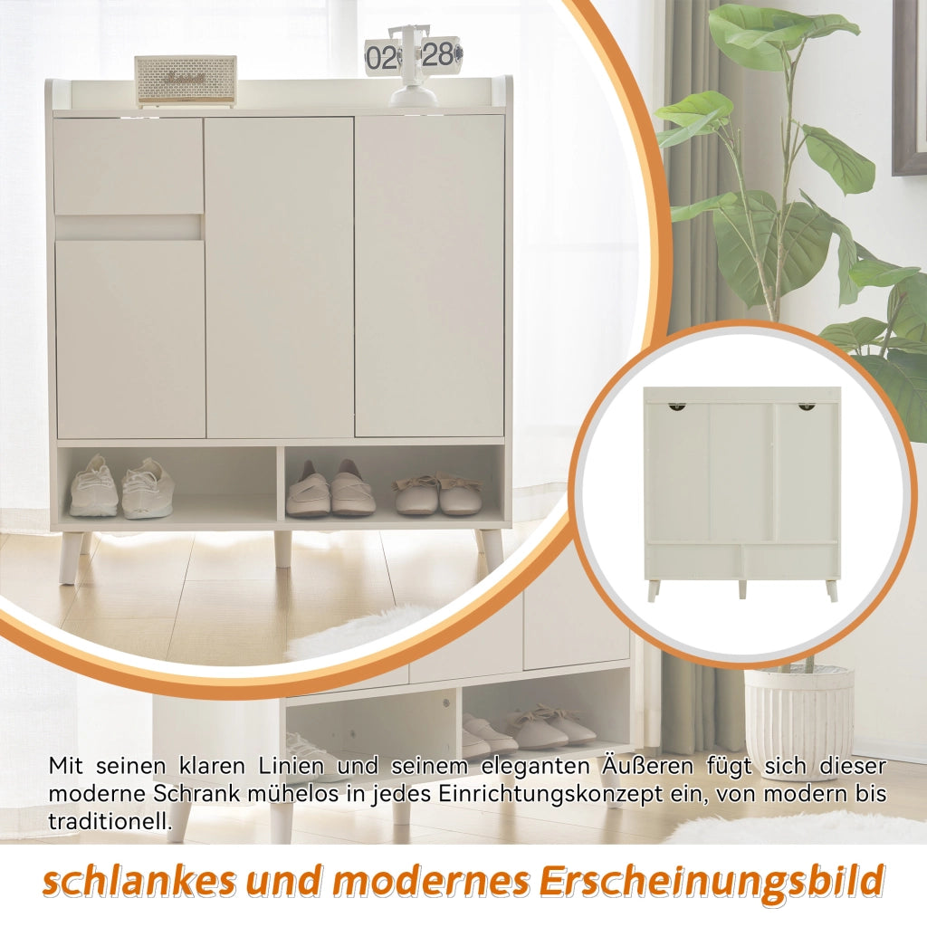 Mobiletto contenitore con ripiani regolabili e ante per ingresso in truciolato 90x35x99 cm bianco