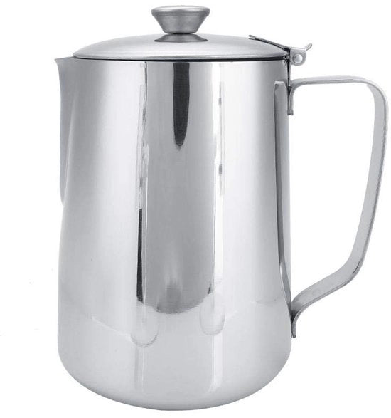 Bottiglia per schiuma di latte 1000 ml - Biberon in acciaio inossidabile - Contenitore per schiuma di latte - Maniglia ergonomico - Prodotto duraturo e sicuro - Bottiglia per schiuma di latte