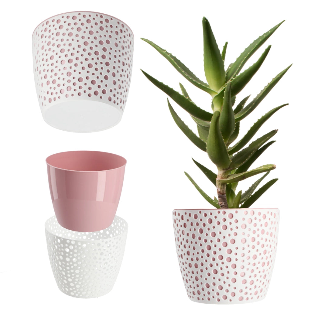 Vaso da fiori KADAX, Vaso da fiori, Vaso da fiori rotondo in plastica, 13 cm, rosa