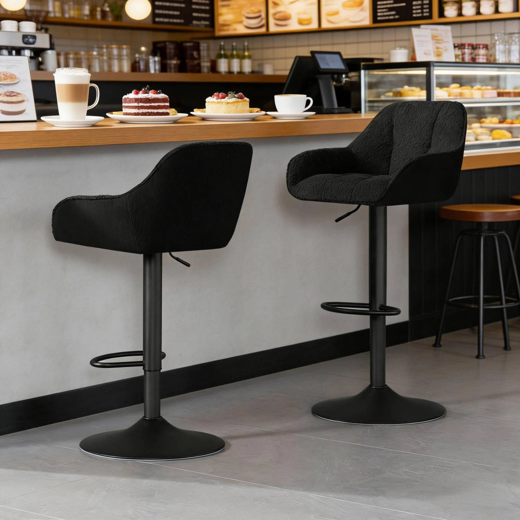 Sgabelli da bar 52 cm neri – girevoli e regolabili in altezza, set da 2