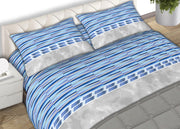 Completo Lenzuola 100% Cotone Made Italy Disegno Flow - 1 Piazza e Mezza - Azzurro