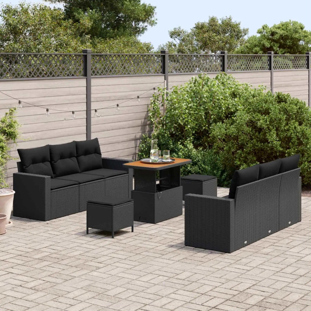 Set Divano da Giardino 9 pcs Nero polyrattan 3361569