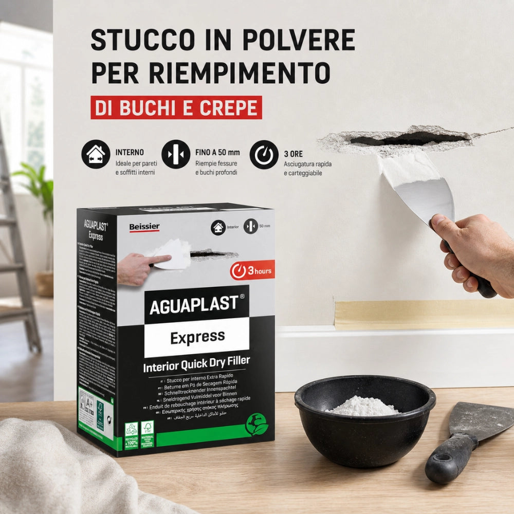 Aguaplast express stucco in polvere extra rapido per ambienti umidi 4 kg