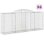 Cestini gabbioni recinzione a gabbia muro di contenimento ad arco 6 pezzi 300 x 50 x 120/140 cm ferro zincato argento 02_0041022