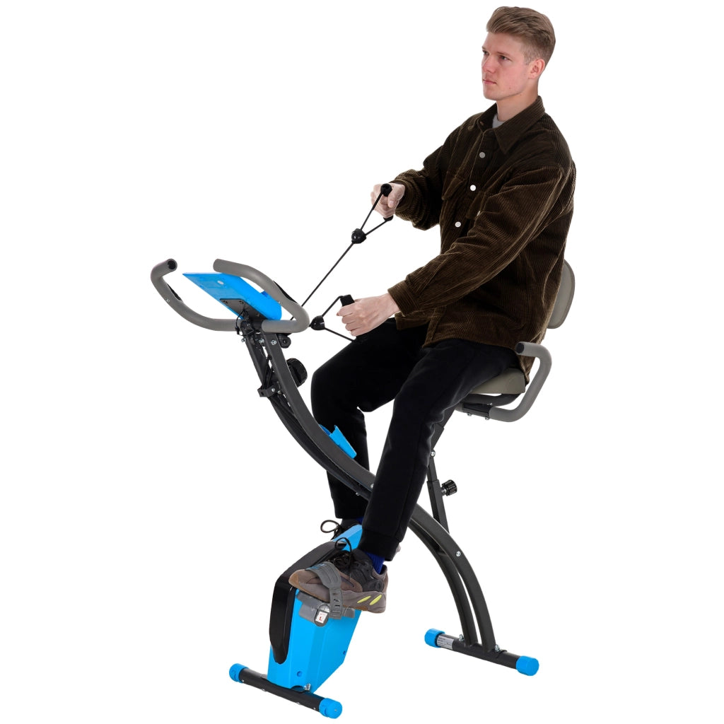Bicicletta ellittica trainer 2 in 1 con display LCD e resistenza magnetica ¨C Zephmum ¨C Grigio, Pieghevole, 8 livelli
