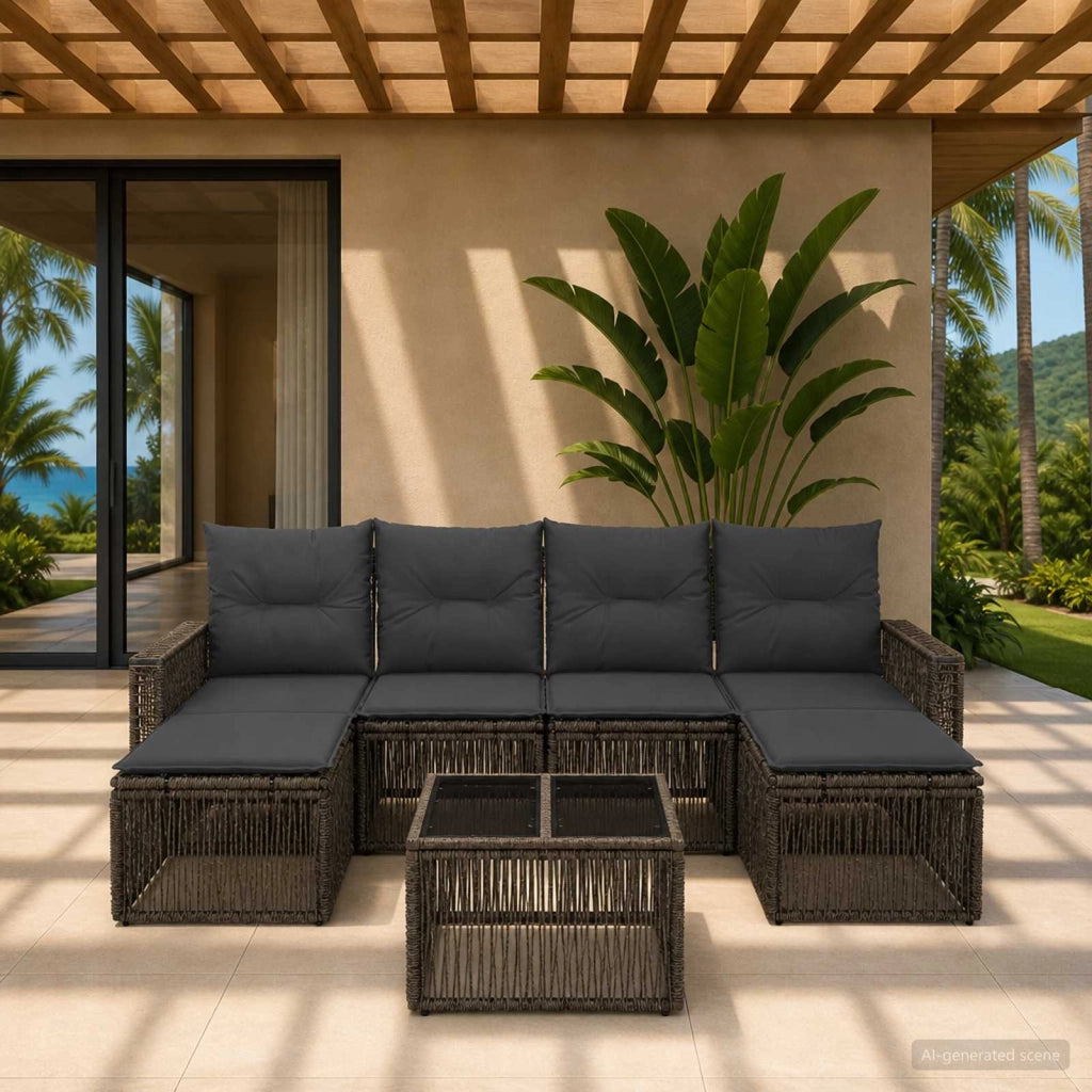 Set Divano da Giardino 7 pz Grigio e Grigio Scuro polyrattan 3435206