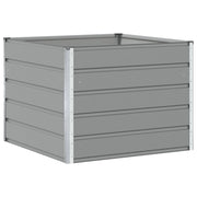Fioriera moderna 100 x 100 x 75 cm resistente e pratica per terrazza e giardino realizzata in acciaio grigio chiaro 02_0059178