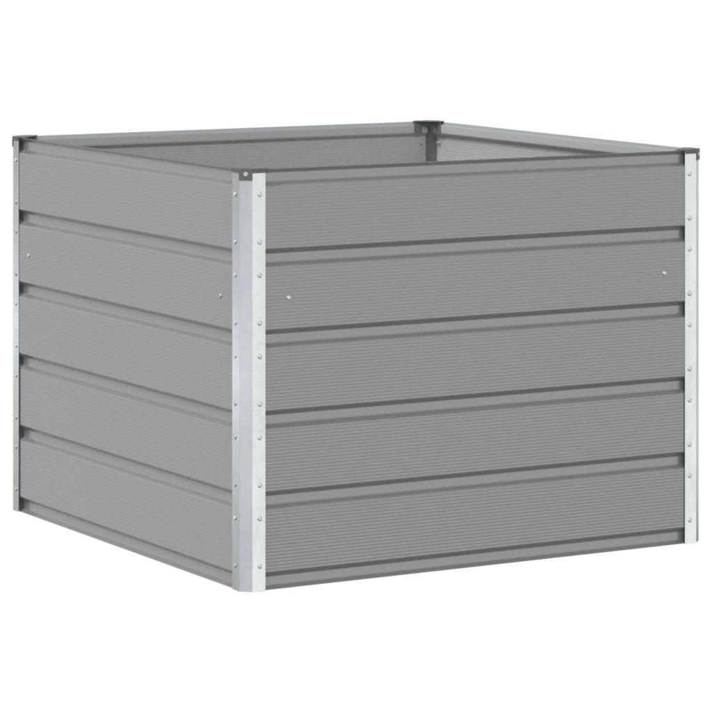 Fioriera moderna 100 x 100 x 75 cm resistente e pratica per terrazza e giardino realizzata in acciaio grigio chiaro 02_0059178