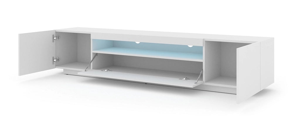 Mobile TV sospeso o a terra Led Incluso 200x42/36x37 Cm STAND AURA Bianco opaco